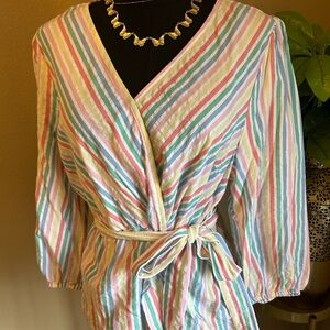 St. John's Bay Multicolor Striped Wrap Blouse